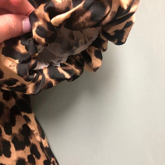 Nasty Gal Womens Leopard Cheetah Dress NEW Size 2 Puff Sleeve Party Animal Print - Picture 4 of 5